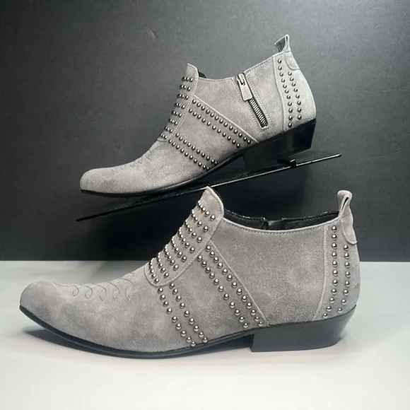 Anine Bing - Charlie Low Grey Suede Studded Ankle Boots Women's Size US 7/EU 37 - Picture 4 of 12
